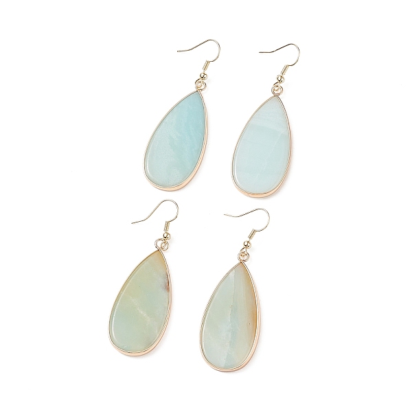 

PandaHall Natural Amazonite Teardrop Dangle Earrings, Golden Tone Brass Jewelry for Women, Cadmium Free & Lead Free, 60mm, Pin: 0.6mm...