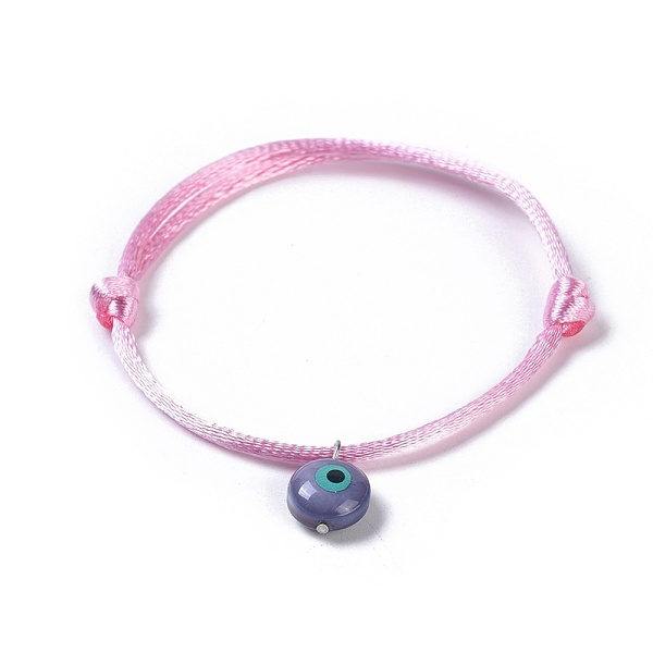 

PandaHall Adjustable Nylon Cord Bracelets, with Freshwater Shell Beads, Evil Eye, Pink, 1-5/8 inch~3-3/8 inch(4~8.5cm) Nylon Evil Eye Pink