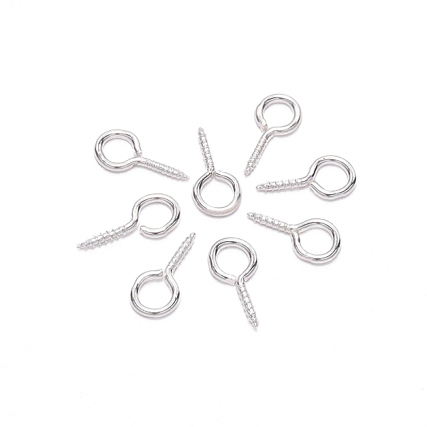 

PandaHall Iron Screw Eye Pin Peg Bails, For Half Drilled Beads, Silver, 10x5mm, 200pcs/bag Iron