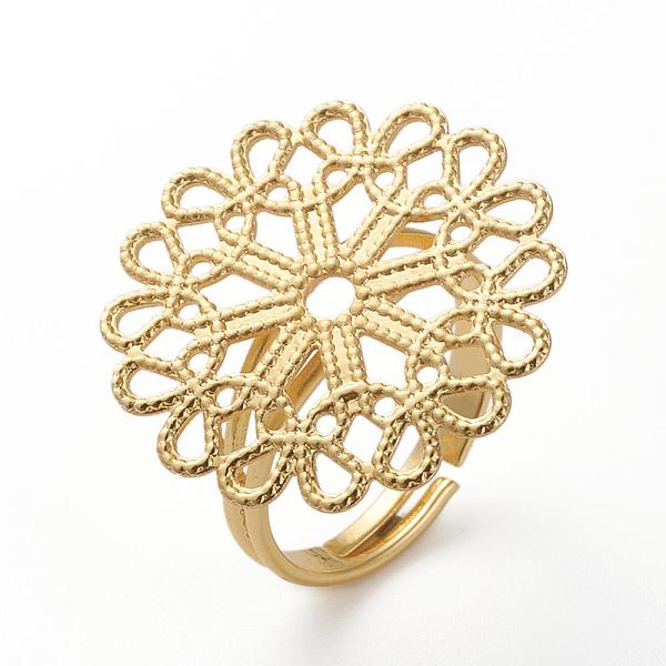 

PandaHall Brass Filigree Ring Settings, Long-Lasting Plated, Flower, Golden, 17mm, Tray: 23mm Brass