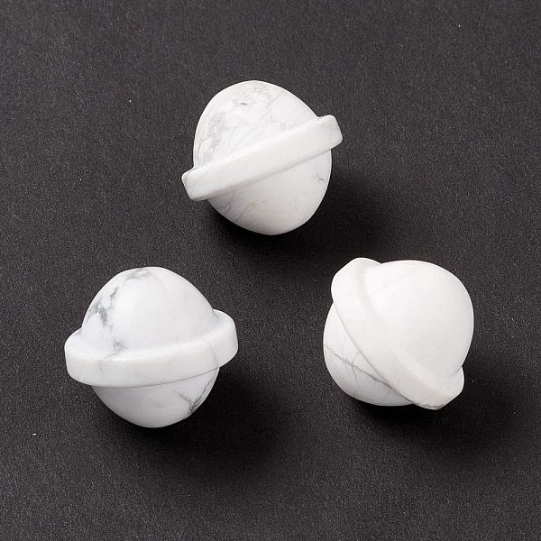 

PandaHall Natural Howlite Beads, No Hole, Saturn Shape, 19x20mm Howlite Planet