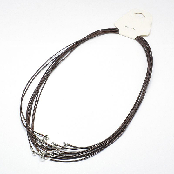 

PandaHall Waxed Cotton Cords, for Necklace Making, with 925 Sterling Silver Findings and Spring Ring Clasps, Brown, Platinum, 458x1mm Waxed...