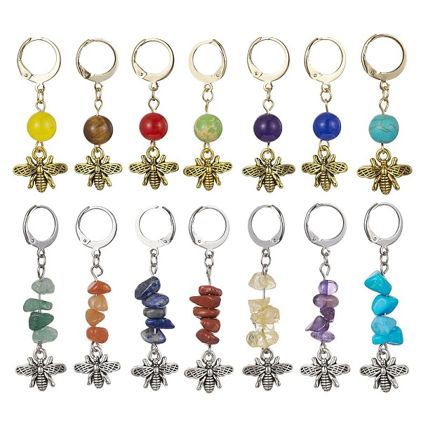 

PandaHall Alloy Bees Pendant Decoration, with Natural & Synthetic Gemstone Bead and 304 Stainless Steel Clasp, Mixed Color, 40~53mm, 14...