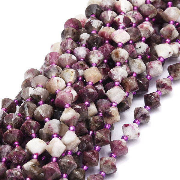 

PandaHall Natural Plum Blossom Tourmaline Beads Strands, Faceted, Bicone, 8x8mm, Hole: 1mm, about 40pcs/strand, 15.24''(38.7cm) Tourmaline...