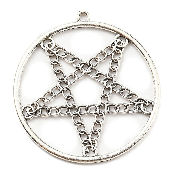 

PandaHall Plated Alloy Pendants, Hollow Five-Pointed Star, Antique Silver, 47x44x2mm, Hole: 2.1mm Alloy Round