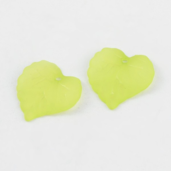 

PandaHall Transparent Acrylic Leaf Pendants, Frosted, Green Yellow, about 16mm long, 15mm wide, 2mm thick, hole: 1.2mm Acrylic Leaf Green