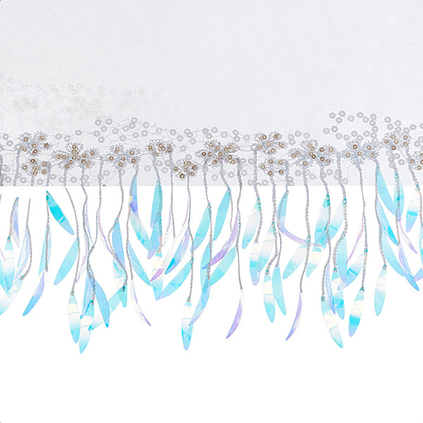PandaHall BENECREAT 1.8m/2 Yards Sequins Mesh Floral Lace Ribbon, Flower Embroidery Polyester Glitter Tassel Fringe Trimming for...