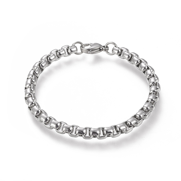 

PandaHall 304 Stainless Steel Box Chain Bracelets, with Lobster Claw Clasps, Stainless Steel Color, 19.4cm(7-5/8 inch) 304 Stainless Steel