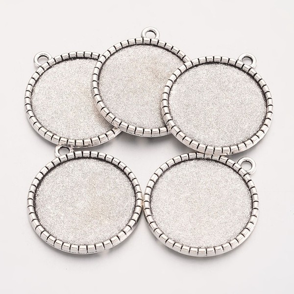 

PandaHall Tibetan Style Flat Round Alloy Pendant Cabochon Settings, Cadmium Free & Lead Free, Antique Silver, Tray: 25mm, 32x28.5x2.5mm...