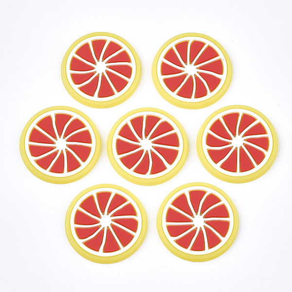 

PandaHall PVC Plastic Cabochons, Lemon, Red, 25x2mm Plastic Fruit Red