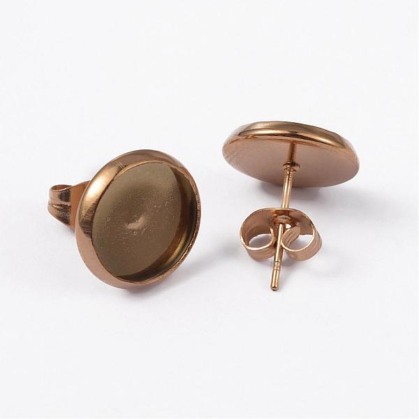 

PandaHall Ion Plating(IP) 304 Stainless Steel Stud Earring Settings, Golden, Tray: 10mm, 13x12mm, Pin: 0.8mm 304 Stainless Steel Others