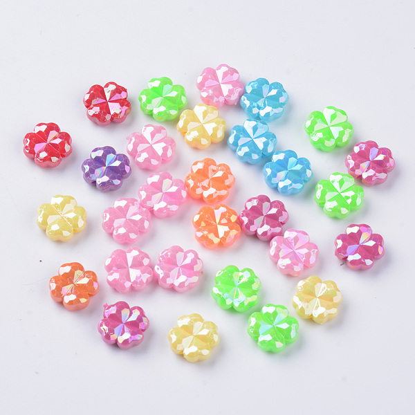 

PandaHall Opaque Acrylic Beads, AB Color Plated, Faceted Clover, Mixed Color, 11.5x11.5x4.5mm, Hole: 1.5mm, about 1660pcs/500g Acrylic..., Multicolor