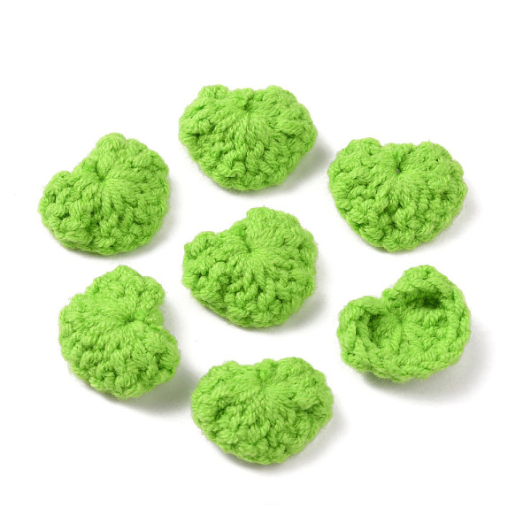

PandaHall Handicraft Cotton Knitting Heart Ornament Accessories, for DIY Costume, Hat, Bag, Lime Green, 19~19.5x21.5~24.5x4~5mm Cotton Heart