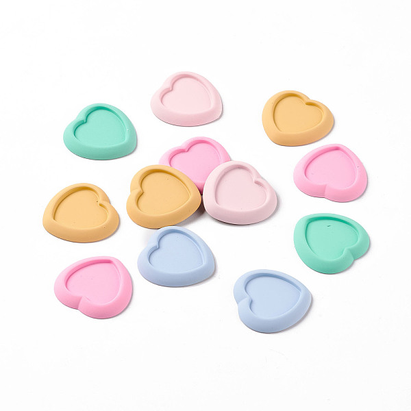 

PandaHall Opaque Resin Cabochons, Heart Tray, Mixed Color, 27.5x28x4mm Resin Heart Multicolor
