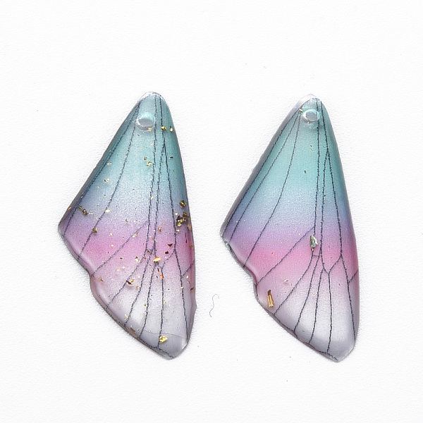 

PandaHall Transparent Resin Pendants, with Gold Foil, Insects Wing, Turquoise, 24.5x11.5x2mm, Hole: 1mm Resin Wing Green