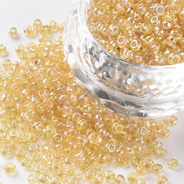 

PandaHall (Repacking Service Available) Round Glass Seed Beads, Transparent Colours Rainbow, Round, Pale Goldenrod, 12/0, 2mm, about 12g/bag...