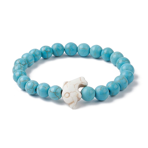

PandaHall Synthetic Turquoise Dolphin Beaded Stretch Bracelets, Inner Diameter: 2-1/8 inch(5.3cm) Synthetic Turquoise Dolphin