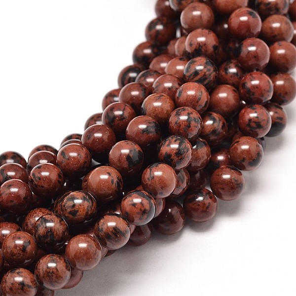 

PandaHall Natural Mahogany Obsidian Round Bead Strands, 10mm, Hole: 1mm, about 40pcs/strand, 16 inch Mahogany Obsidian Round