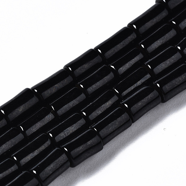 

PandaHall Natural Black Stone Beads Strands, Column, 5~6x3mm, Hole: 0.8mm, about 72~73pcs/strand, 15.35 inch(39cm) Black Stone Column