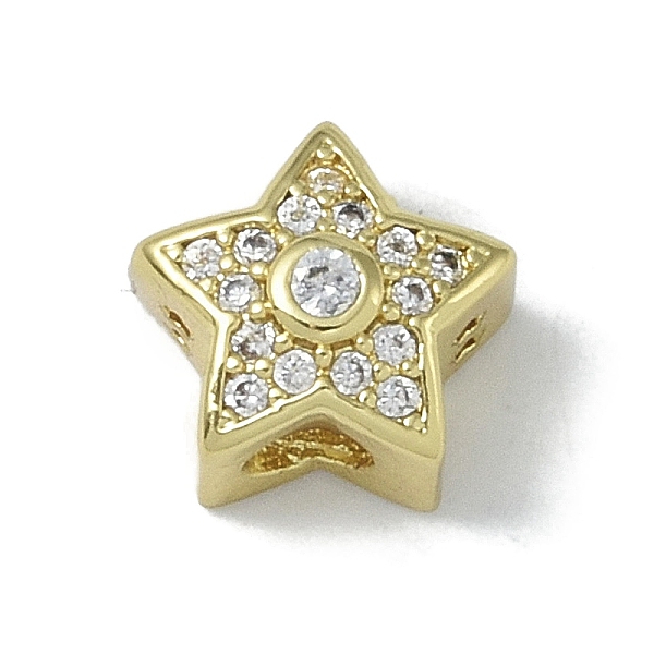 

PandaHall Rack Plating Brass Micro Pave Clear Cubic Zirconia Beads, Long-Lasting Plated, Lead Free & Cadmium Free, Star, Real 18K Gold...
