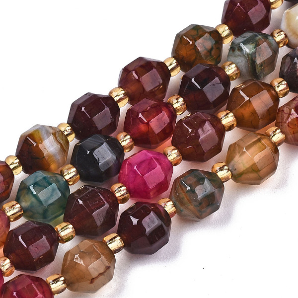 

PandaHall Natural Agate Beads Strands, Faceted, with Seed Beads, Dyed, Round, Colorful, 8x7.5mm, Hole: 1.2mm, Beads: 3.5x2mm, about...