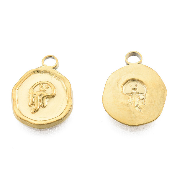 

PandaHall Ion Plating(IP) 201 Stainless Steel Pendants, Flat Round with Jellyfish, Real 18K Gold Plated, 16x13x2mm, Hole: 2mm 201 Stainless...