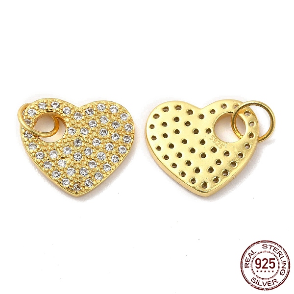 

PandaHall 925 Sterling Silver Micro Pave Cubic Zirconia Charms, Heart Charm, with Jump Ring, Real 18K Gold Plated, 11x12.5x1.5mm, Hole: 4mm..., Clear