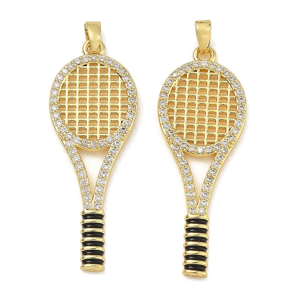 Pendenti in ottone con micro pavé di zirconi cubici trasparenti e smalto