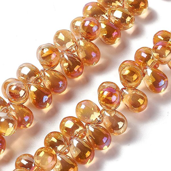 

PandaHall Electroplate Glass Beads Strands, Top Drilled Beads, Full Rainbow Plated, Teardrop, Orange, 13.5x9.5mm, Hole: 0.9mm, about...