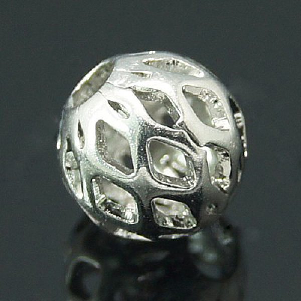 

PandaHall Brass Filigree Beads, Filigree Ball, Round, Platinum Color, 7x8mm, Hole: 3mm Brass Round