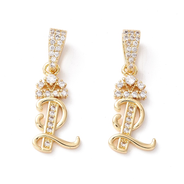 

PandaHall Eco-Friendly Brass Micro Pave Cubic Zirconia Pendants, Long-Lasting Plated, Real 18K Gold Plated, Cadmium Free & Lead Free, Letter...