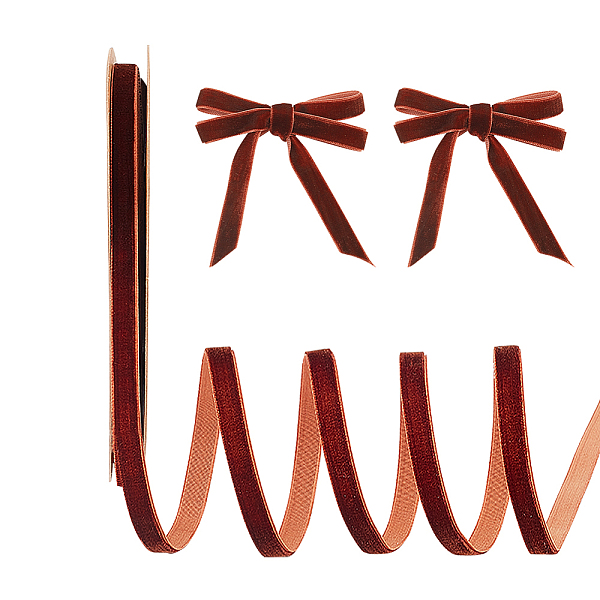 

PandaHall Single Face Velvet Ribbons, Garment Accessories, Sienna, 3/8 inch(10mm), 20 yards/roll Velvet None Brown