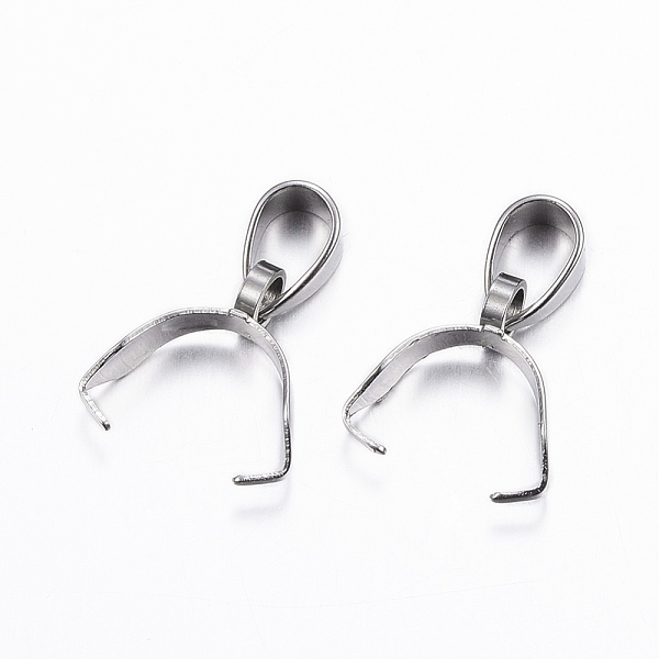 

PandaHall 304 Stainless Steel Pendant Pinch Bails, Stainless Steel Color, 15x8x3mm, Hole: 5x3.5mm 304 Stainless Steel