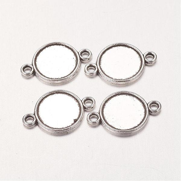 PandaHall Alloy Cabochon Connector Settings, Lead Free and Cadmium Free, Flat Round, Antique Silver, 18x12x2mm, Tray: 10mm, Hole: 2mm Alloy...