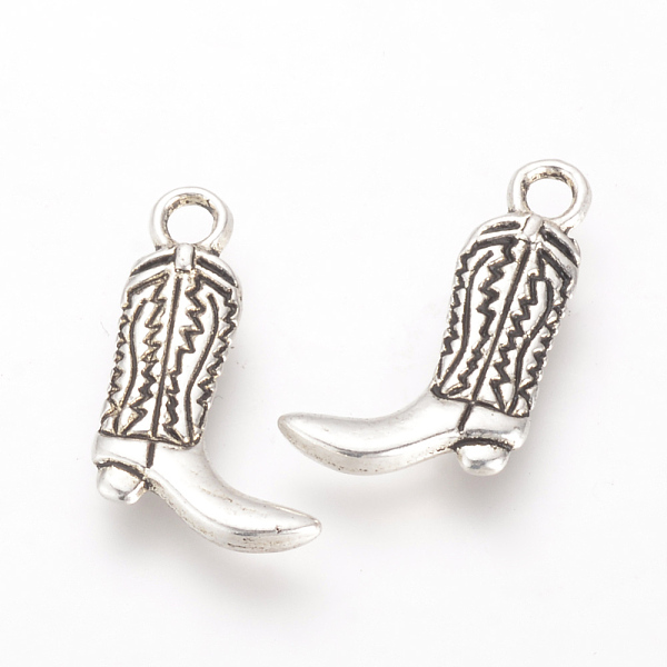 

PandaHall Tibetan Style Alloy Pendants, Cadmium Free & Lead Free, Boots, Antique Silver, 18x11.5x2.5mm, Hole: 2mm, about 1330pcs/1000g Alloy...