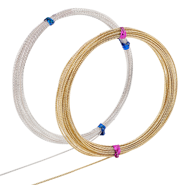 PandaHall BENECREAT 20 Gauge Textured Jewelry Brass Wire, Golden Silver Brass Craft Wire Tarnish Resistant Beading Wire for Jewelry Making...