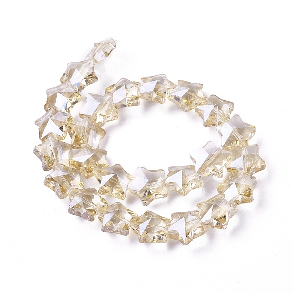 

PandaHall Electroplate Glass Beads Strands, Pearl Luster Plated, Faceted, Star, Champagne Yellow, 13x13.5x7.5mm, Hole: 1mm, about...