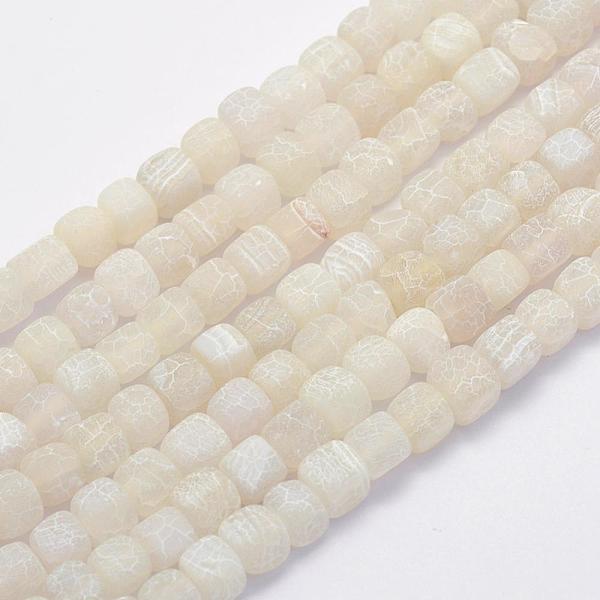 PandaHall Natural Agate Beads Strands, Dyed & Heated, Cube, White, 8~10x8.5~9x8.5~9mm, Hole: 1mm, about 41pcs/strand, 14.7 inch(37.5cm)...