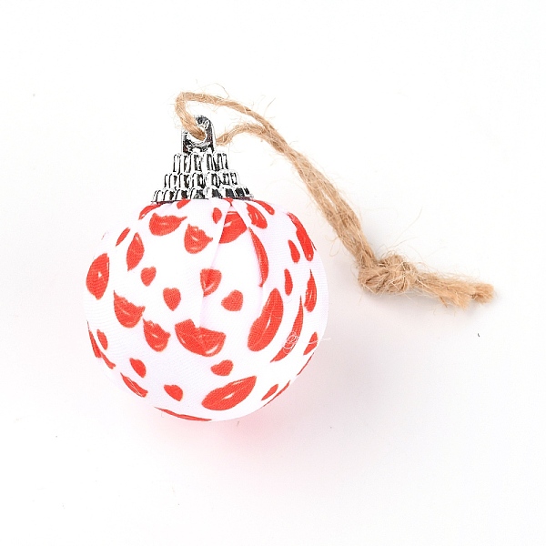 

PandaHall Foam Ball, with Plastic and Cloth Findings, Christmas Tree Decorations, with Hemp Rope, Round, Lip Pattern, 133mm Foam Round White