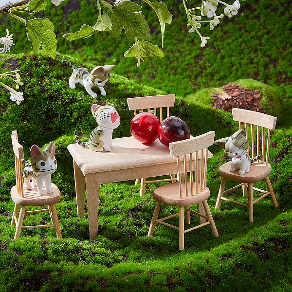 

PandaHall Dollhouse Furniture 1/12 Scale Mini Dining Table Chair Miniature Wooden Furniture Set Tiny Chair Model for Dollhouse Accessories..., Orange