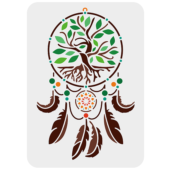 PandaHall FINGERINSPIRE Dream Catcher Stencils 29.7x21cm Tree of Life Stencil Plastic Tree & Dream Catcher Stencils Templates DIY Fantasy...