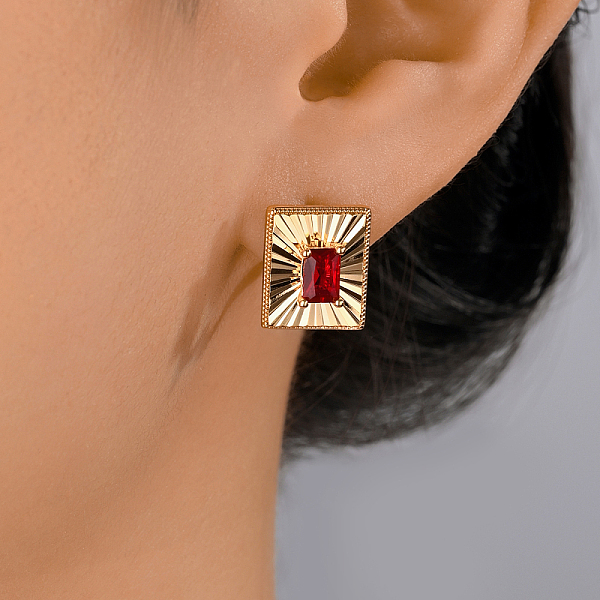 

PandaHall Vintage Palace Style High-end Zircon Square Stud Earrings Party Banquet Accessory. Brass