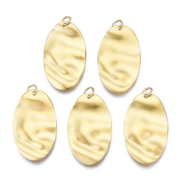 

PandaHall 316 Surgical Stainless Steel Pendants, with Jump Rings, Oval, Real 14K Gold Plated, 24x14x1.5mm, Hole: 2.5mm, Jump Ring: 4x1mm...