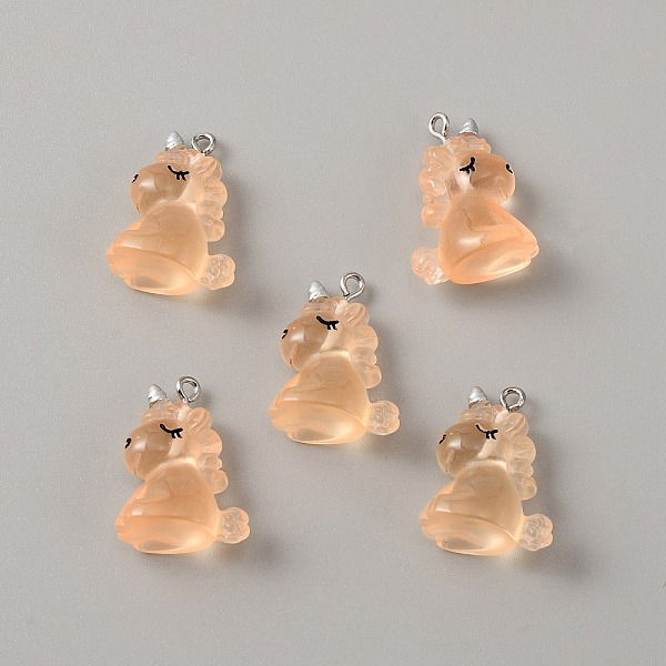 

PandaHall Luminous Transparent Resin Pendants, Unicorn Charms, Glow in Dark, with Stainless Steel Color Plated 304 Stainless Steel Loops...