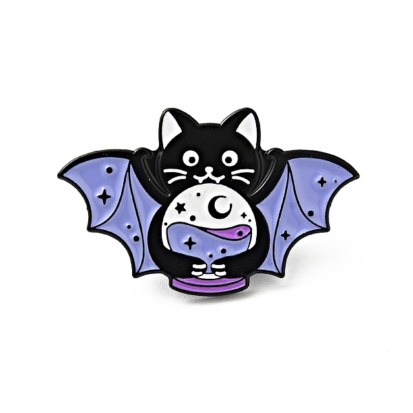 

PandaHall Cartoon Cat Enamel Pin, Electrophoresis Black Plated Alloy Badge for Backpack Clothes, Lilac, Bat Pattern, 18.5x30x1.5mm..., Purple