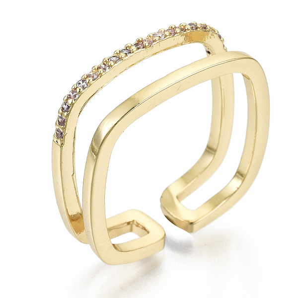 

PandaHall Brass Micro Pave Cubic Zirconia Cuff Rings, Open Rings, Cadmium Free & Nickel Free & Lead Free, Real 16K Gold Plated, Clear...