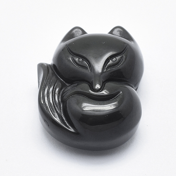 

PandaHall Natural Obsidian Pendants, Fox, 28x22x12.5mm, Hole: 1mm Obsidian Fox Black