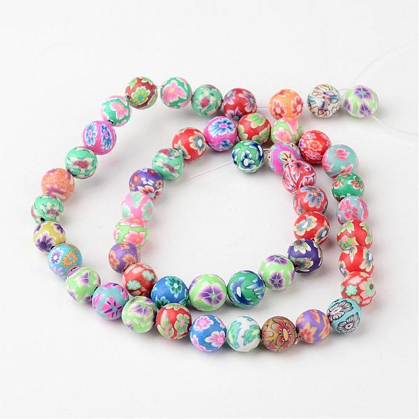 8mm Mixed Handmade Polymer Clay Round/Ball Beads