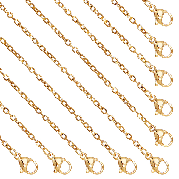 

PandaHall 10Pcs 304 Stainless Steel Cable Chain Necklace Making, with Slider Stopper Beads, Lobster Claw Clasps and Extension Chain, Golden...