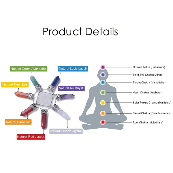 Natürliche Mischsteinpyramide Und Energiegenerator Mit 7 Chakra-Punkt